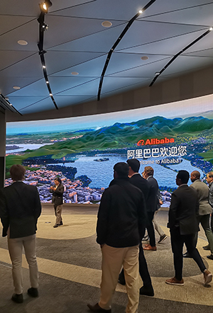 Students on a tour of Alibaba, gaining insights into China's tech industry