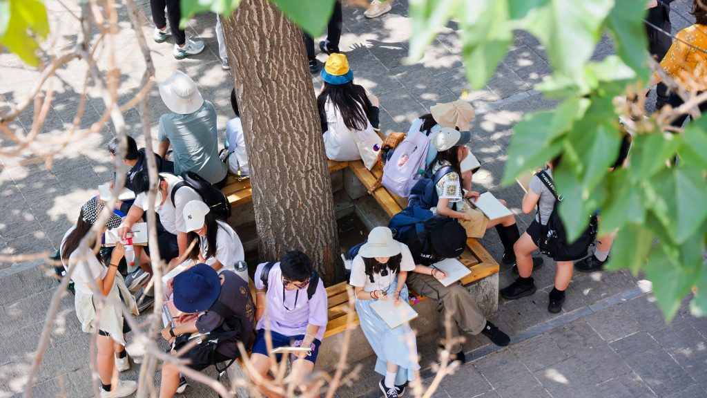 Students exploring Shanxi on a school trip to China.