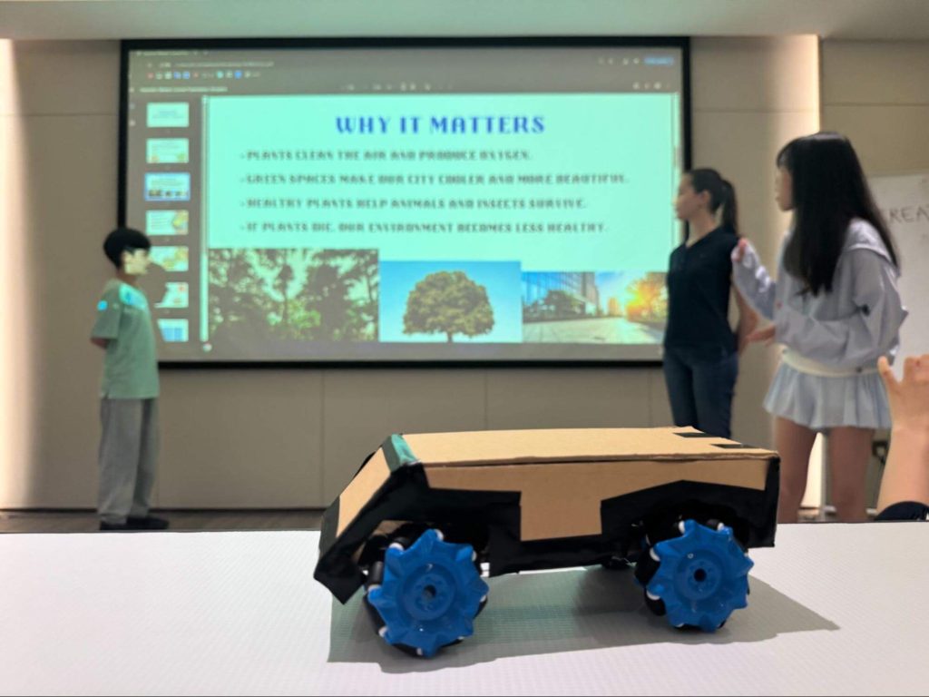Students participating in a group discussion during an educational trip in China.