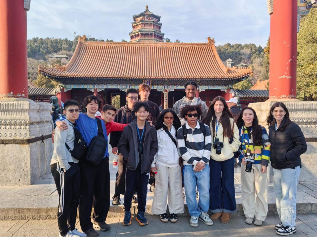 Students visiting a historical site in China as part of an educational travel program