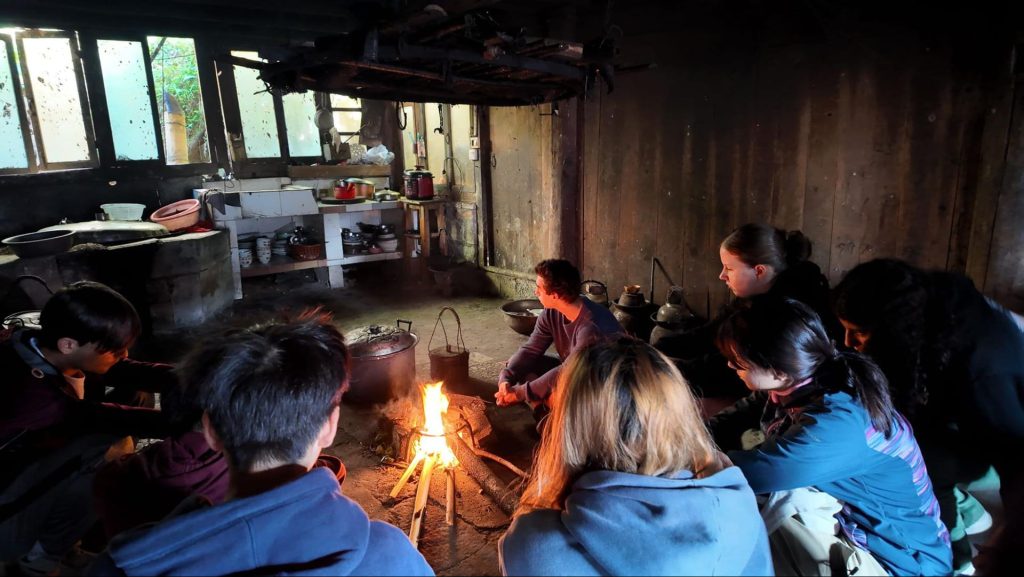Students visiting a rural village in China to learn about community life and social change.