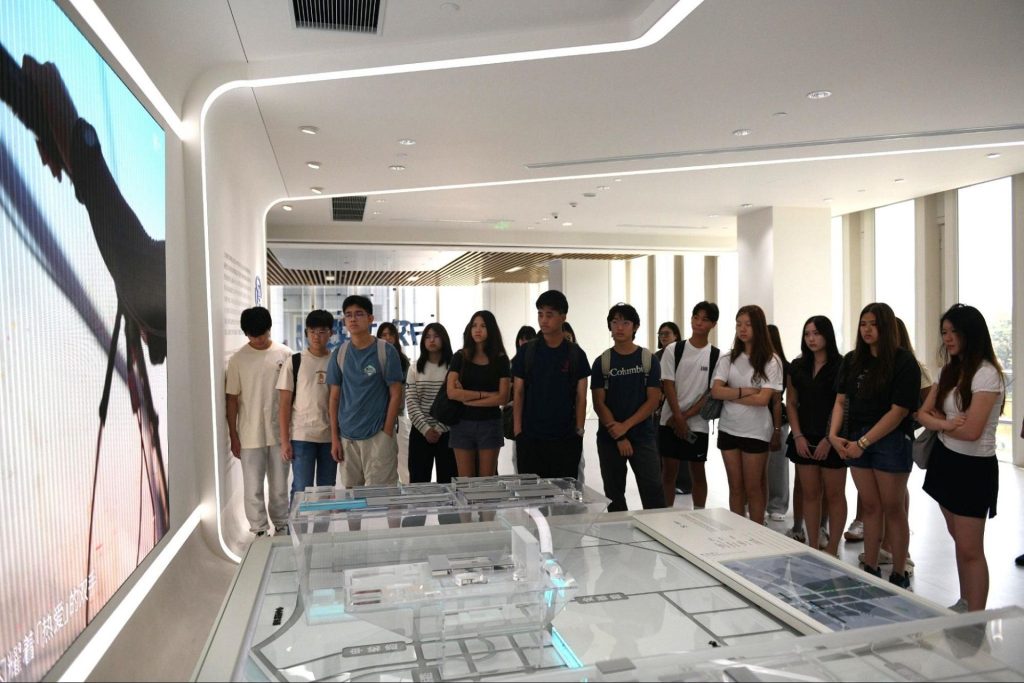 Students taking part in a technology company visit during a school trip to Shanghai.